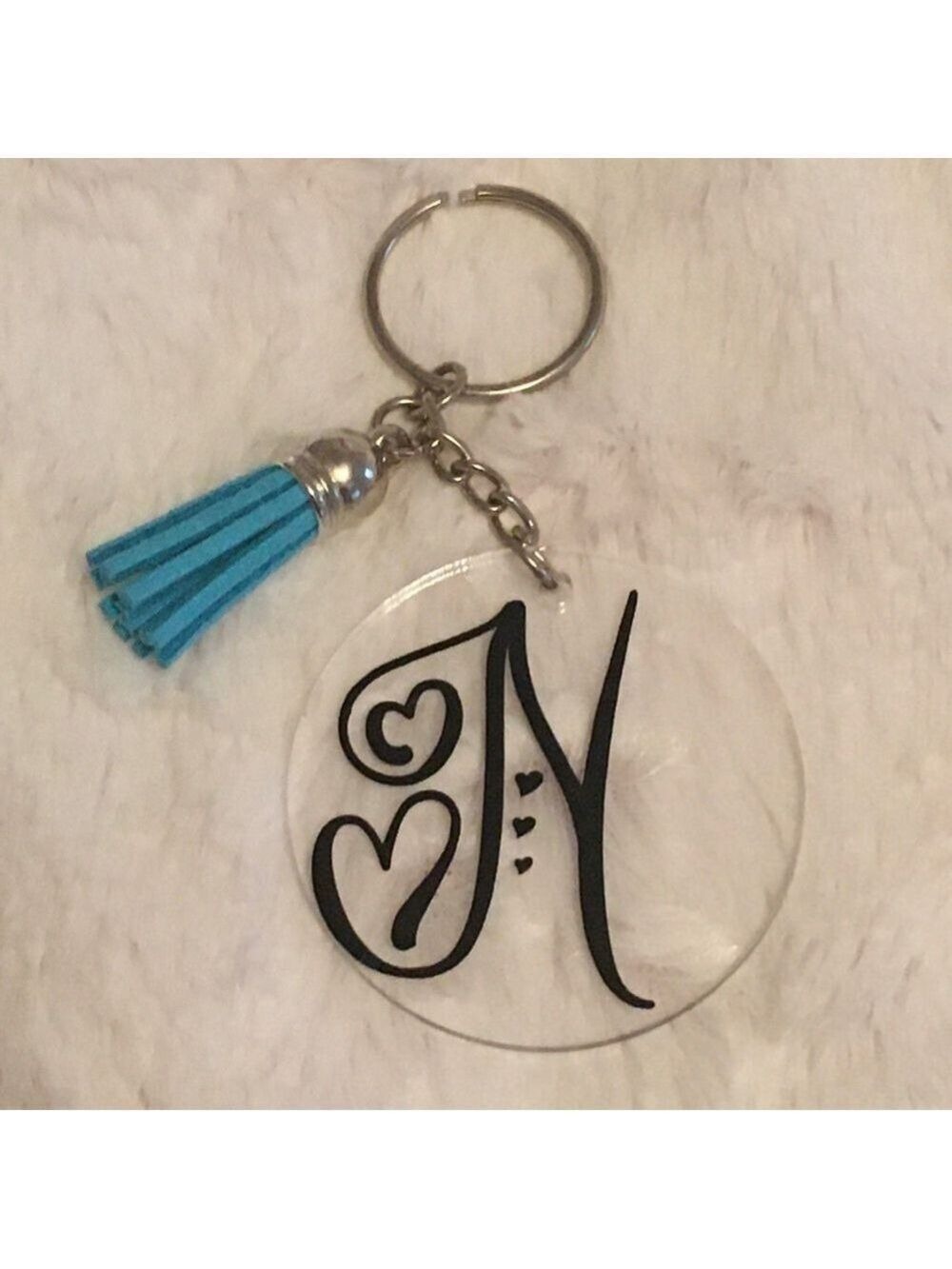Handmade Acrylic Initial N Keychain 2 Inch
